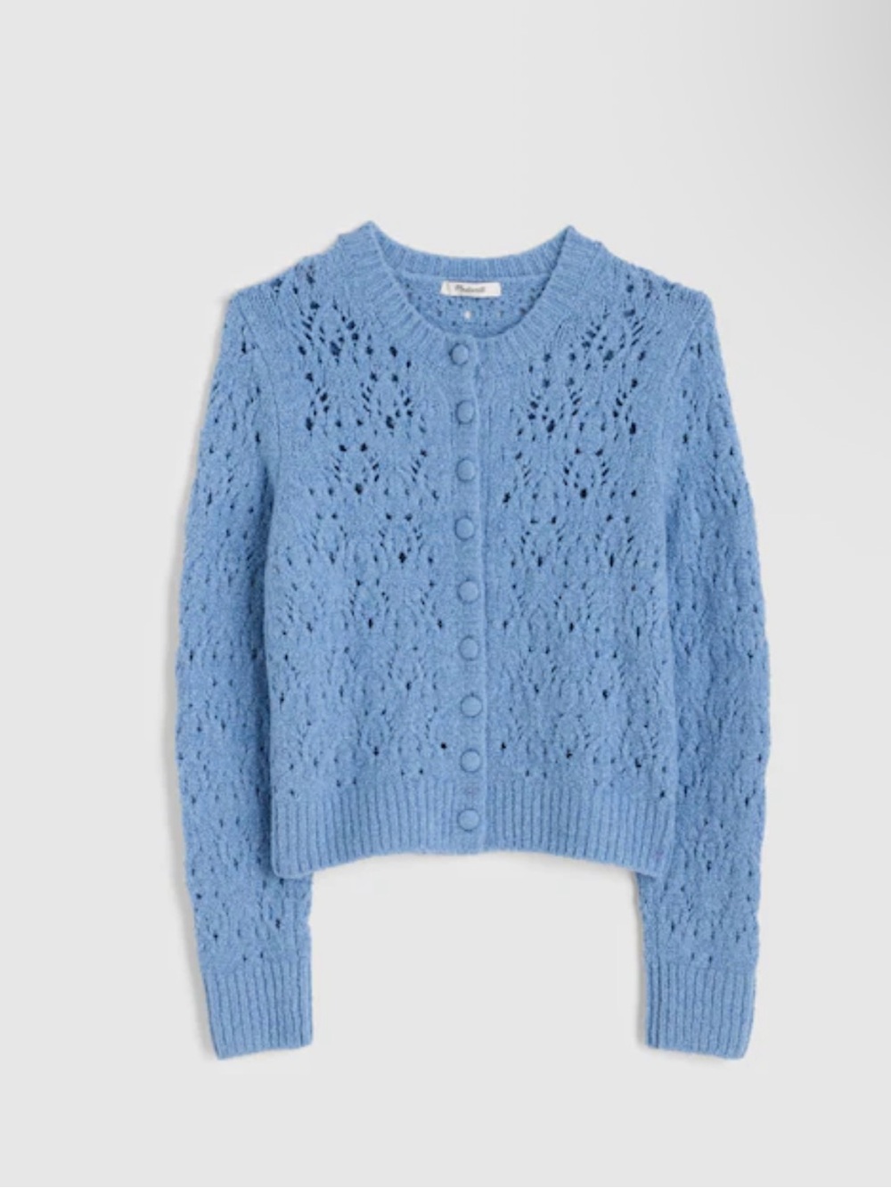 Madewell Pointelle-Stitch cardigan hydrangea blue